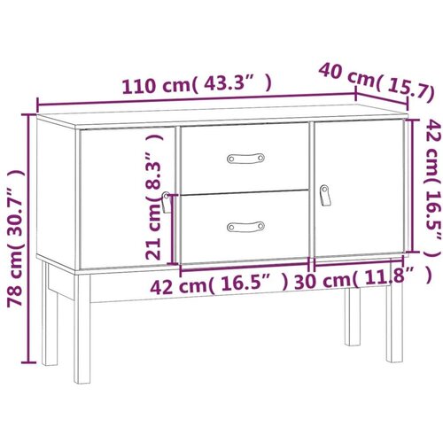 vidaXL Komoda črna 110x40x78 cm trdna borovina Cene