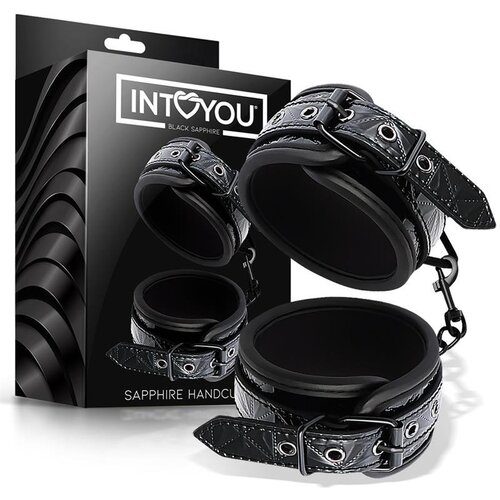 Intoyou Black Sapphire Okovi Za Zapestje Sapphire Black Vegan Leather Cene