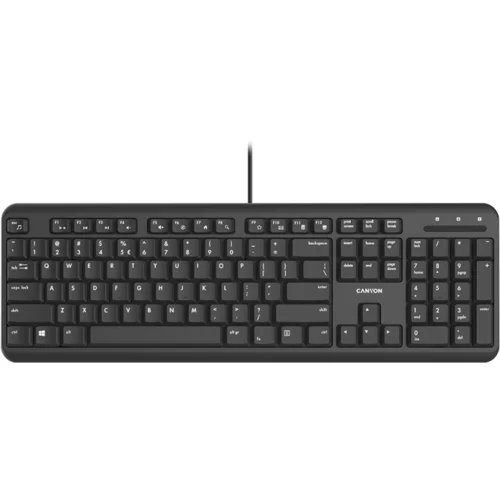 Canyon HKB-20, wired keyboard with Silent switches ,105 keys,black, 1.8 Meters cable length,Size 442*142*17.5mm,460g, AD layout