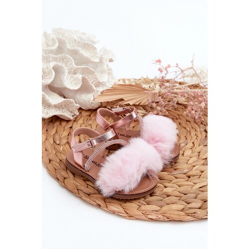 Boto Pink Joratia Children's Patent Sandals with Bow on Velcro Cene