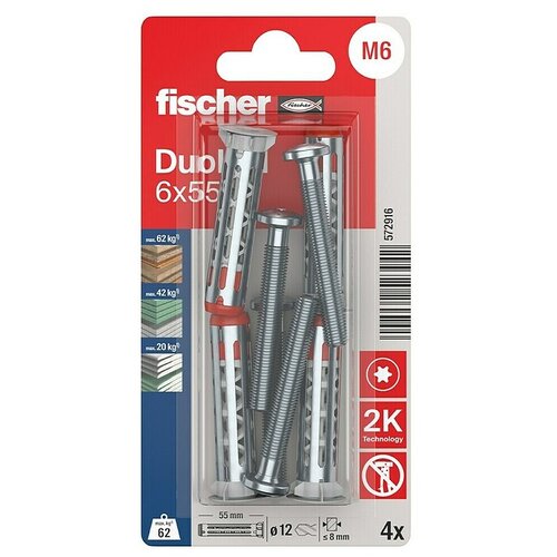 Fischer Vložek za vdolbine DuoHM (&Oslash; x Do: 12 x 55 mm, Kovina, 4 kos, M 6) Cene