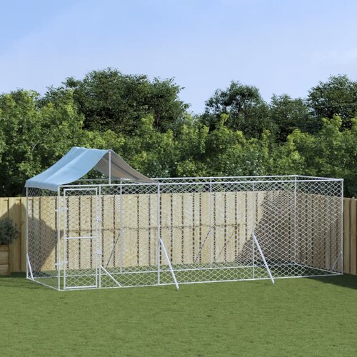 VidaXL Vanjski kavez za pse s krovom srebrni 6x2x2 5 m pocinčani čelik Slike