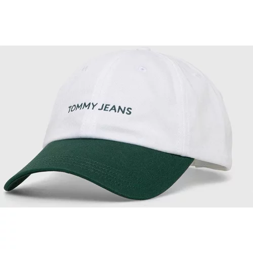 Tommy Jeans Pamučna kapa sa šiltom boja: bijela, s uzorkom