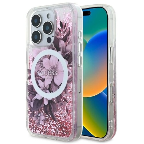 Guess OVITEK Z BLE&Scaron;ČICAMI V ROŽICAH LIQUID ZA MAGSAFE ZA IPHONE 16 PRO ROZA, (21898889) Cene