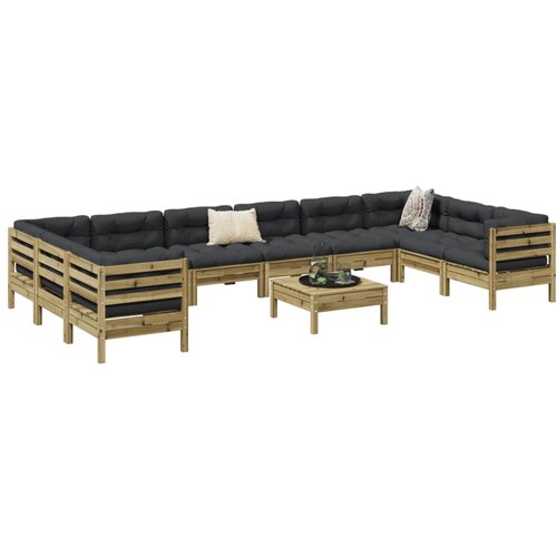 vidaXL 11-dijelni set vrtnih sofa s jastucima od impregnirane borovine Cene