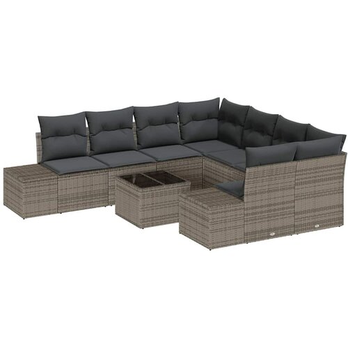  Sjedeća garnitura za vrt 9 kom. Siva poliratan 239 x 62 x 69 cm Slike