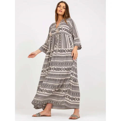 Fashion Hunters Beige and black maxi dress, oversize in the style of a boho