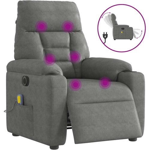 VidaXL Električni masažni naslonjač tamnosivi tkanina od mikrovlakana Slike
