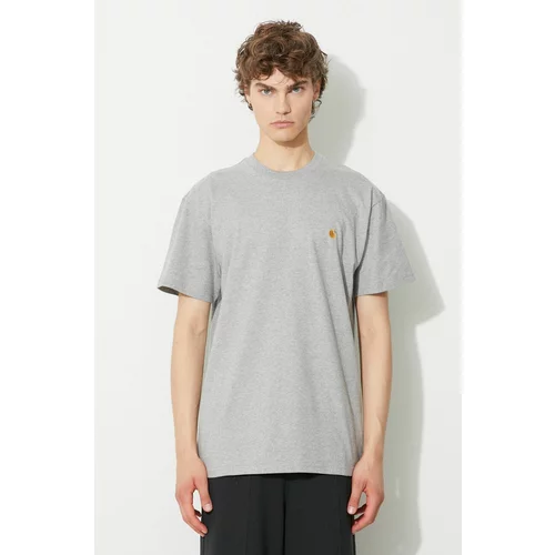 Carhartt WIP Pamučna majica boja: siva, glatki model, I026391.Grey.H-Grey.Heat