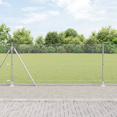 vidaXL Ograja s stebri srebrna 1 x 50 m Jeklo s PVC premazom Cene