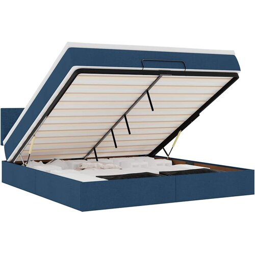  Otomanski krevet s madracem i LED plavi 160x200cm tkanine Slike