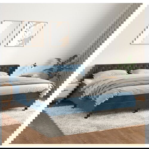 VidaXL Krevet s oprugama i madracem tamnoplavi 180x200 cm bar&amp;scaron;unasti Slike