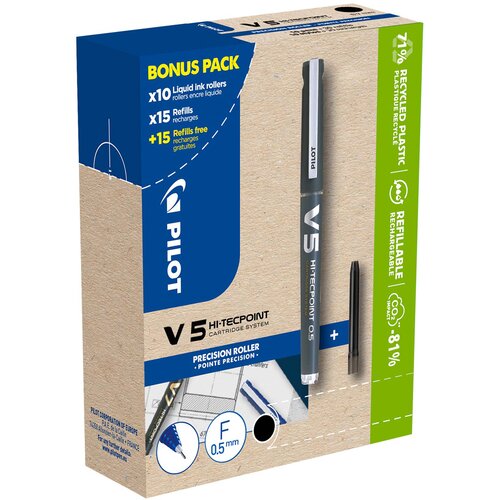 Pilot roler V5 HI-TECPOINT, moder, BONUS PACK, (21656262) Cene