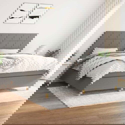  Box spring postelja z vzmetnico temno siva 180x200 cm blago, (20846682) Slike