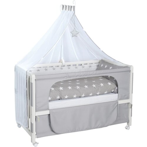 Roba Bijeli dječji krevet na kotačićima/s baldihanom 60x120 cm Little stars &ndash; Cijene