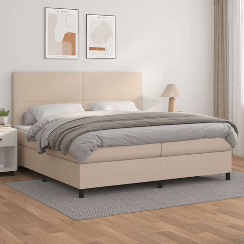  Krevet box spring s madracem cappuccino 200x200cm umjetna koža Cijene