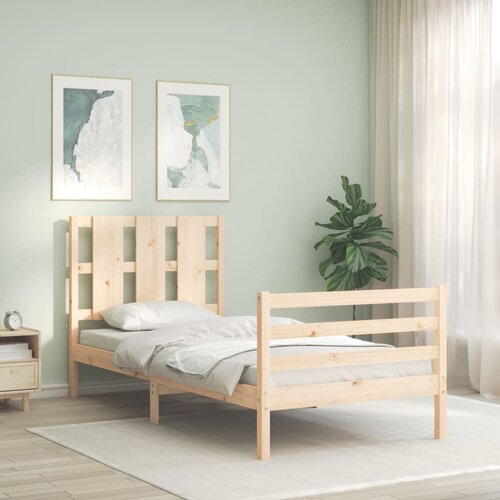 VidaXL Okvir za krevet s uzglavljem 100x200 cm od masivnog drva Slike
