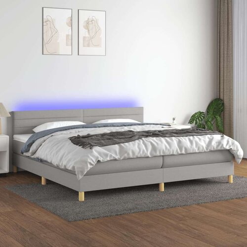  Box spring postelja z vzmetnico LED sv. siva 200x200 cm blago, (20929748) Slike