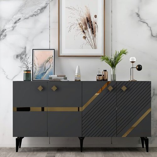 Hanah home iris - anthracite, gold anthracitegold console Cene