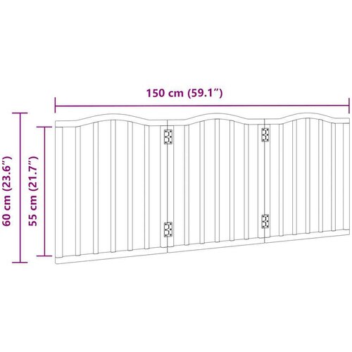 VidaXL Vrata za pse s 3 panela sklopiva crna 150 cm od drva topole Slike