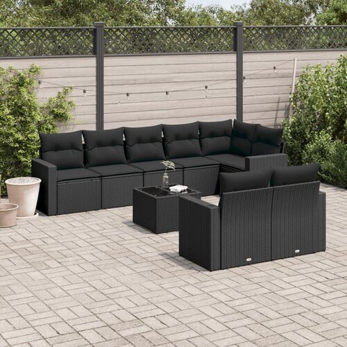 vidaXL 9-dijelni set vrtnih sofa s jastucima crni od poliratana Cijene