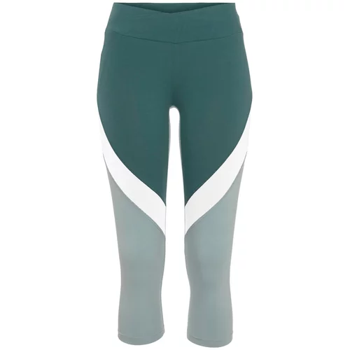 LASCANA ACTIVE Sportske hlače smaragdno zelena / pastelno zelena / bijela