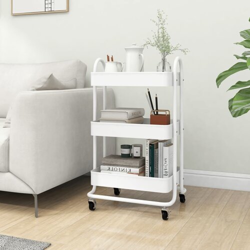 VidaXL Kolica s 3 razine bijela 43 x 34 x 79 cm čelična Slike