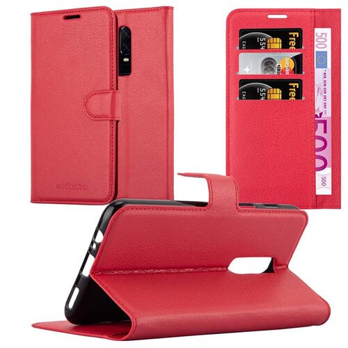 Cadorabo Ohi&scaron;je, združljivo z OnePlus 6 v rdeče sladkorno jabolko - Za&scaron;čitni ovitek z magnetnim zapiranjem, stoječo funkcijo in režo za kartice, (20560438) Cene
