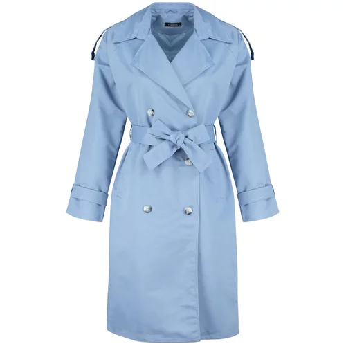 Trendyol Trench Coat - Blue - Double-breasted
