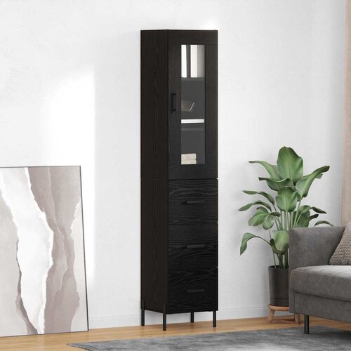 VidaXL Highboard Crni hrast 34,5 x 34 x 180 cm Konstruirano drvo Slike
