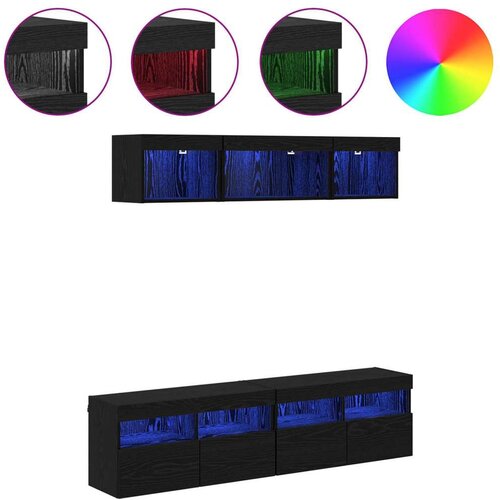  zidne jedinice s LED-om Zidne 5 pcs Crni hrast 80 x 30 x 40 cm Slike
