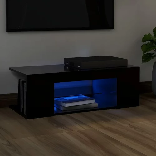 TV ormarić s LED svjetlima crni 90 x 39 x 30 cm