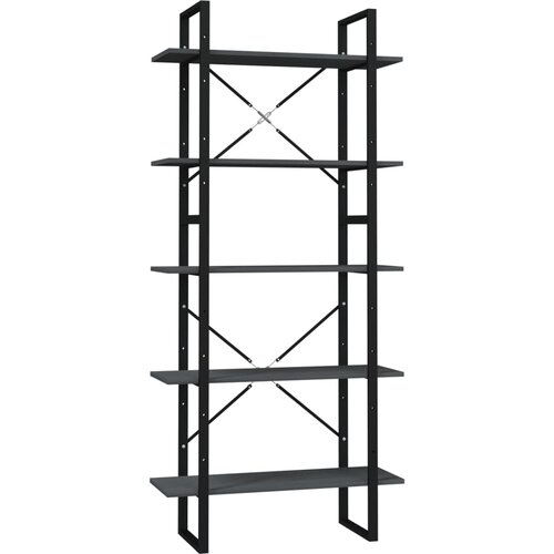 VidaXL 5-nadstropna knjižna omara siva 80x30x175 cm borovina, (20705369) Slike