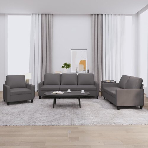  3-dijelni set sofa s jastucima sivi od umjetne kože Cijene