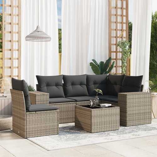 vidaXL 6-dijelni set vrtnih sofa od poliratana s jastucima sivi Cijene