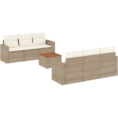  7-dijelni set vrtnih sofa od poliratana s jastucima bež 66 x 62 x 69 cm Slike
