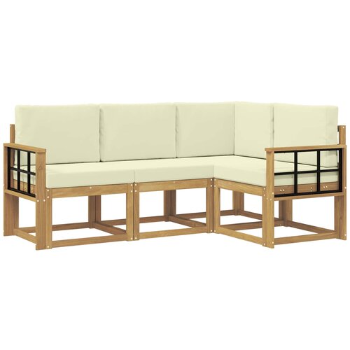 vidaXL Zunanja garnitura za sedenje z blazino 4 pcs Bela in krem, (5000280718) Cene