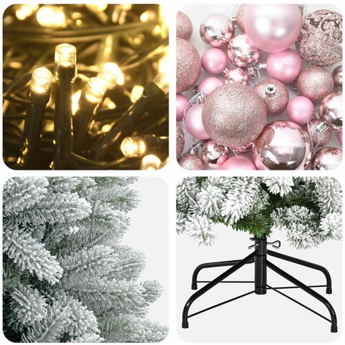  Umjetno božićno drvce s kuglicama 180 cm 300 LED lampica Slike