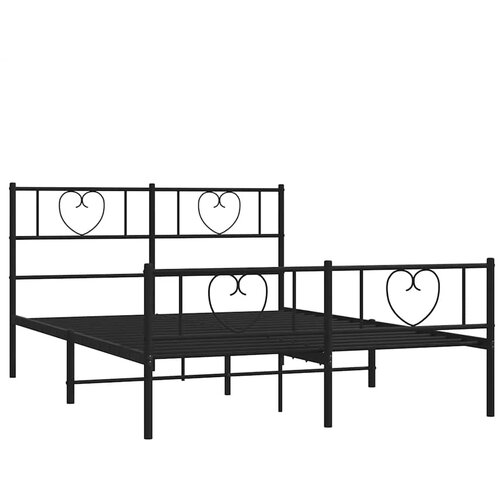  Metalni okvir kreveta uzglavlje i podnožje crni 150x200 cm Slike