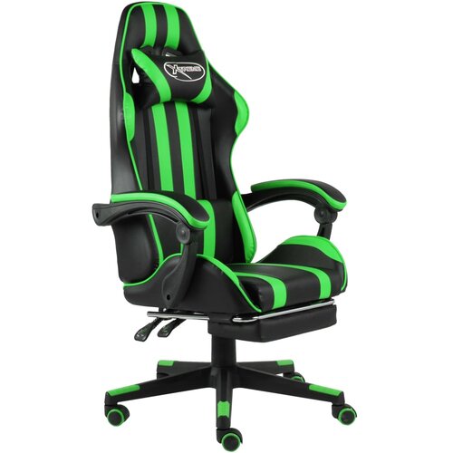 VidaXL Racing stol z oporo za noge črno in zeleno umetno usnje, (20669420) Slike