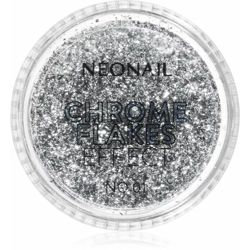 NeoNail Chrome Flakes Effect No. 1 bleščeči prah za nohte 0,5 g