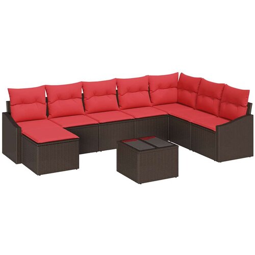 vidaXL Kavčna garnitura z blazino 9 pcs Rjava poli ratan, (5000153991) Cene