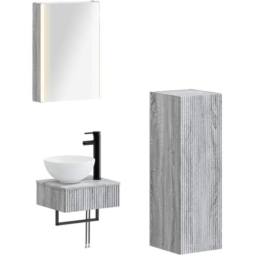  Set ormarića za kupaonicu 4 pcs Siva Sonoma 43 x 11,5 x 60,5 cm Cijene