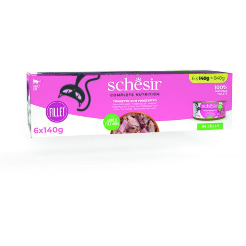 Schesir Complete Nutrition fileti u želeu 6 x 140 g - Tuna sa &amp;scaron;unkom Slike