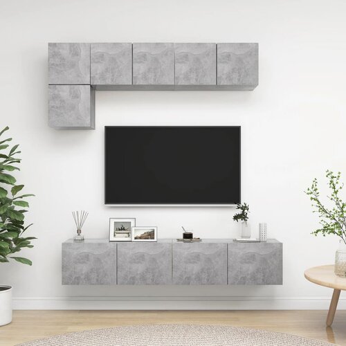  5-dijelni set TV ormarića siva boja betona konstruirano drvo Cijene