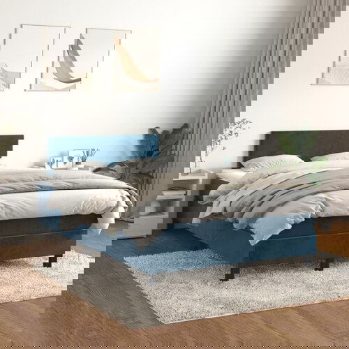 VidaXL Box spring krevet s madracem tamnoplavi 120 x 200 cm bar&amp;scaron;unasti Slike