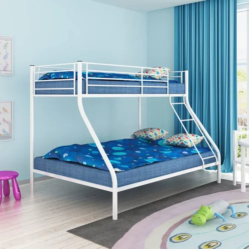  Okvir za dječji krevet na kat bijeli metalni 140x200/90x200 cm