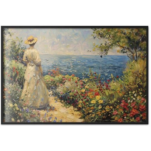  Plakat - Nostalgic impression - a pensive woman contemplating 60x40 Crni okvir Slike
