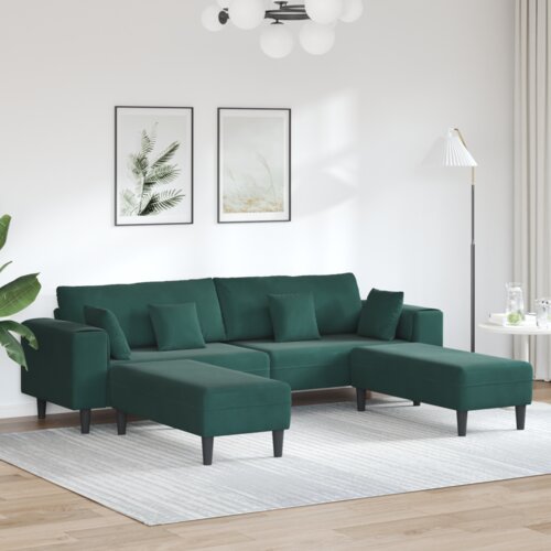  Kavč 3 pcs Temno zelena 250 x 188 x 76 cm Žamet, (5000208024) Cene