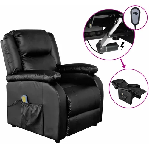 vidaXL električna masažna fotelja od umjetne kože crna